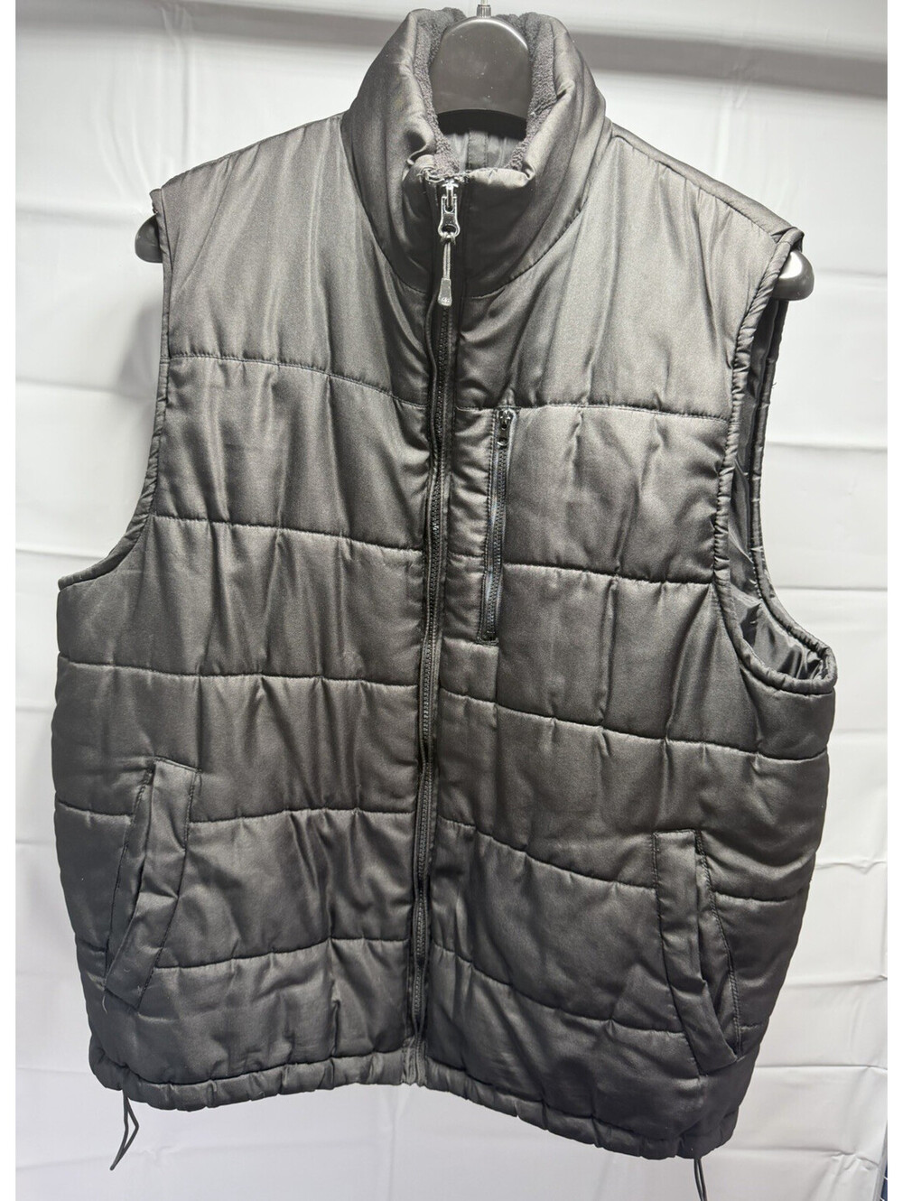 NordicTrack Mens Medium Puffer Vest Black Fleece Vest Black Fleece Lined